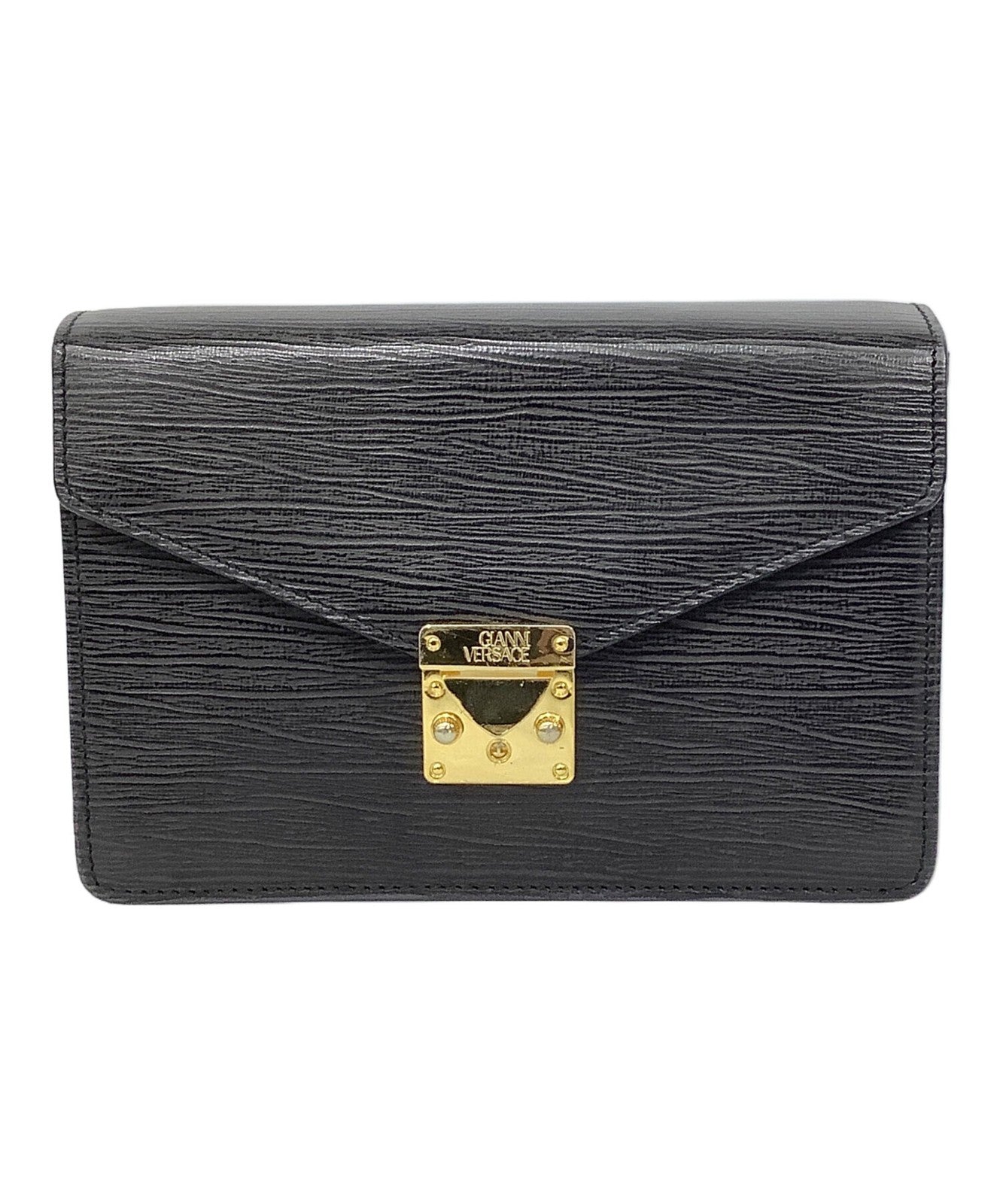 VERSACE Clutch Bag Second Bag Black Authentic
