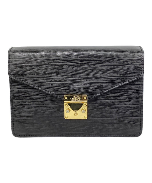 VERSACE Clutch Bag Second Bag Black Authentic