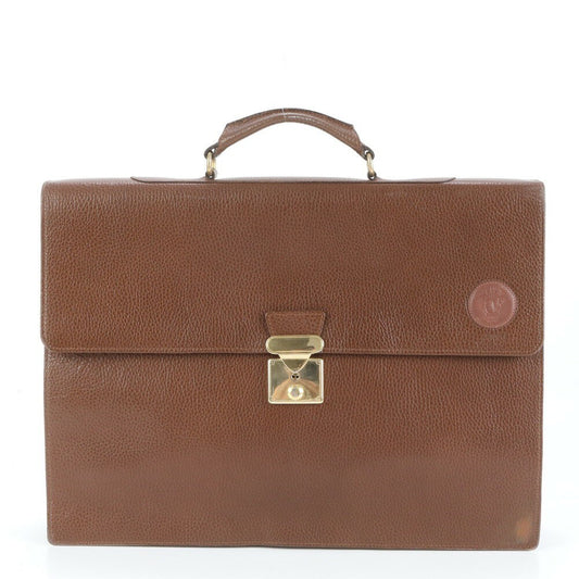 VERSACE Business Bag Briefcase Leather Brown Authentic