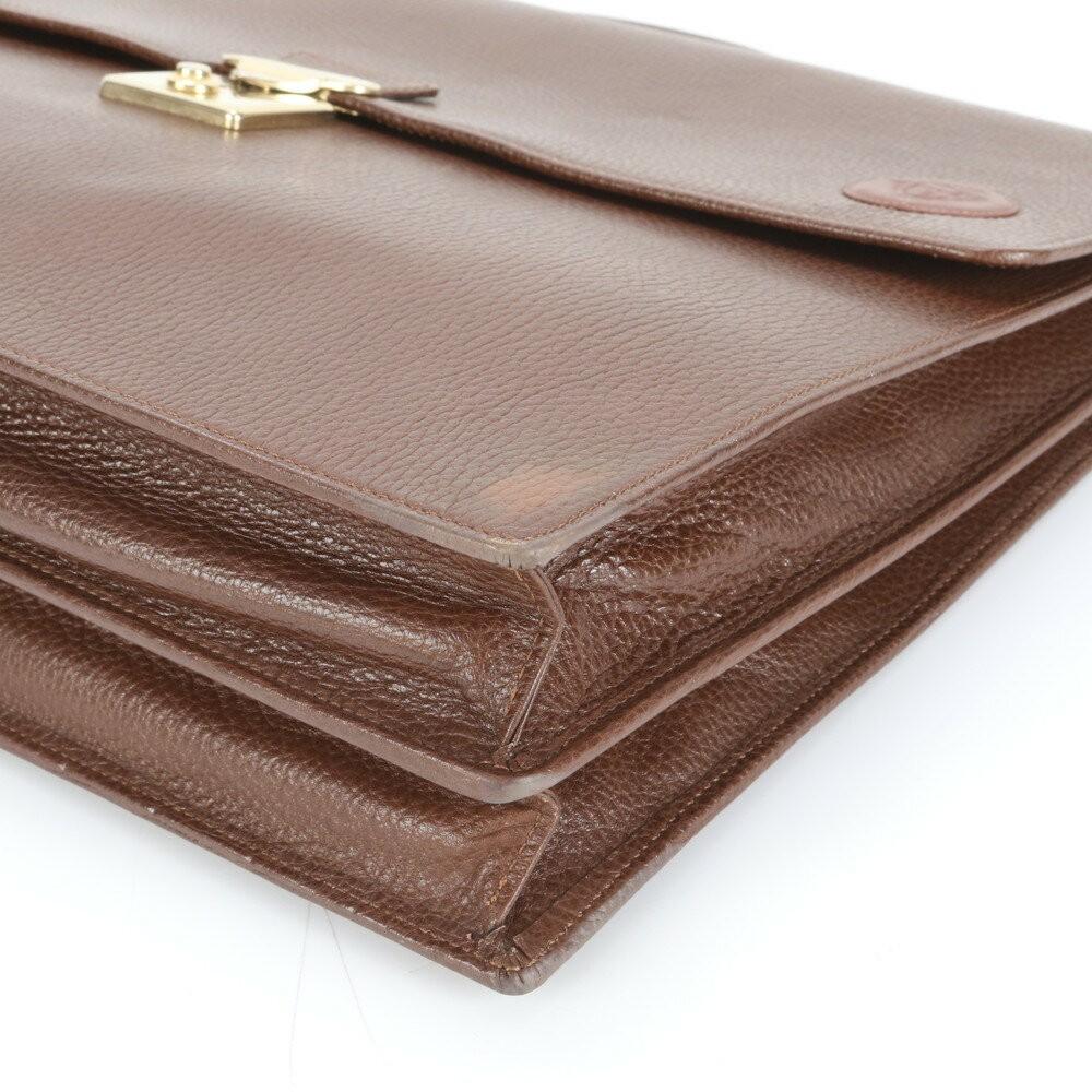 VERSACE Business Bag Briefcase Leather Brown Authentic