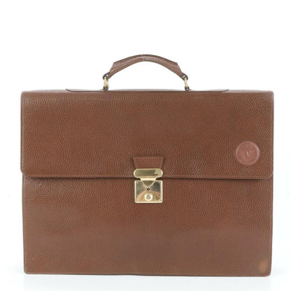 VERSACE Business Bag Briefcase Leather Brown Authentic