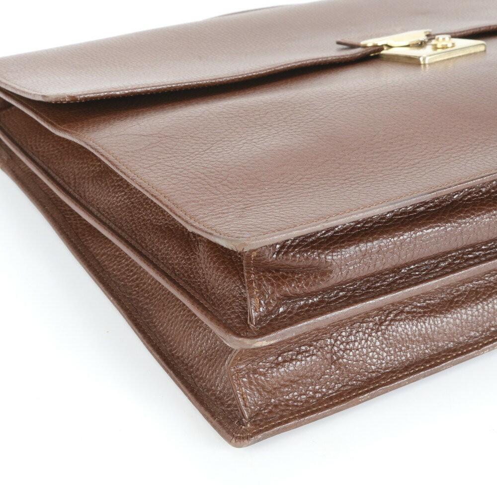 VERSACE Business Bag Briefcase Leather Brown Authentic