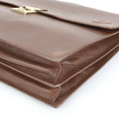 VERSACE Business Bag Briefcase Leather Brown Authentic