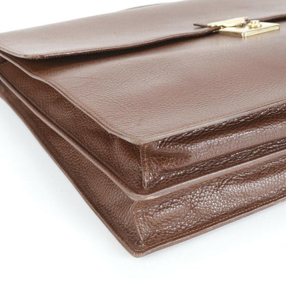 VERSACE Business Bag Briefcase Leather Brown Authentic