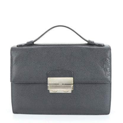 VERSACE Clutch Bag Second Bag Business Leather Black Authentic