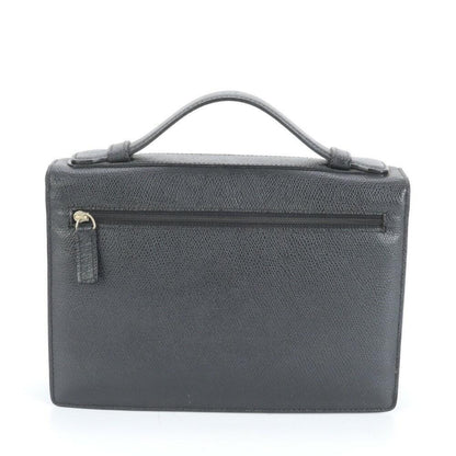 VERSACE Clutch Bag Second Bag Business Leather Black Authentic