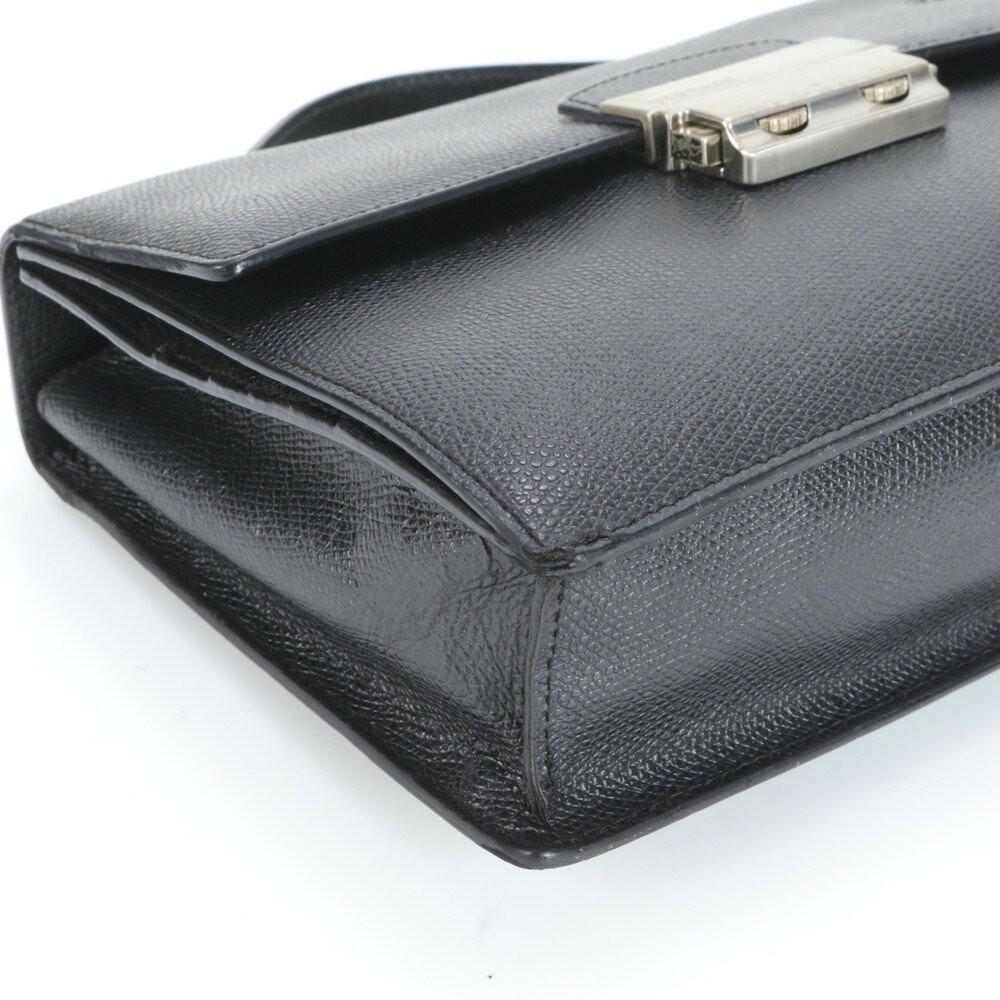 VERSACE Clutch Bag Second Bag Business Leather Black Authentic