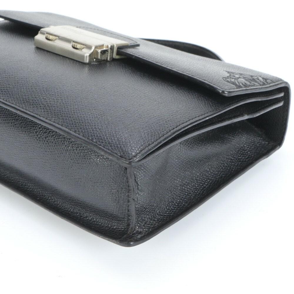 VERSACE Clutch Bag Second Bag Business Leather Black Authentic