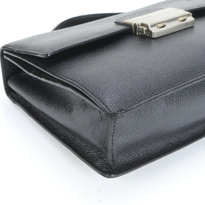 VERSACE Clutch Bag Second Bag Business Leather Black Authentic