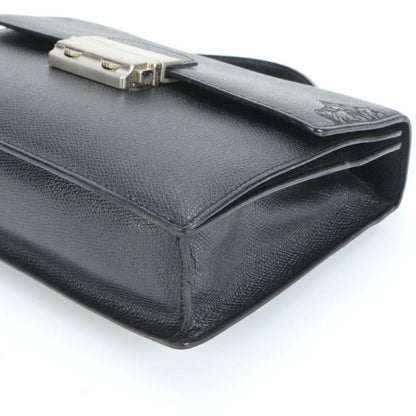 VERSACE Clutch Bag Second Bag Business Leather Black Authentic