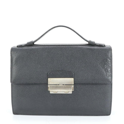 VERSACE Clutch Bag Second Bag Business Leather Black Authentic
