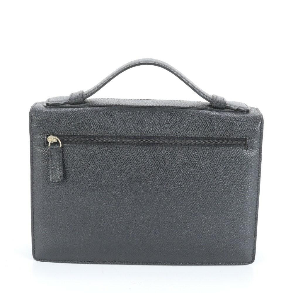 VERSACE Clutch Bag Second Bag Business Leather Black Authentic