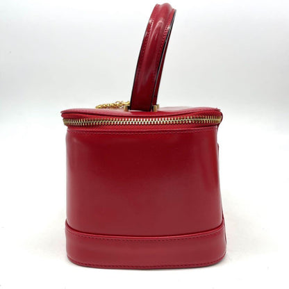 VERSACE Vanity Bag Accessory Pouch Sunburst Leather Red Authentic