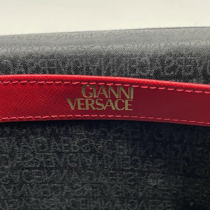 VERSACE Vanity Bag Accessory Pouch Sunburst Leather Red Authentic
