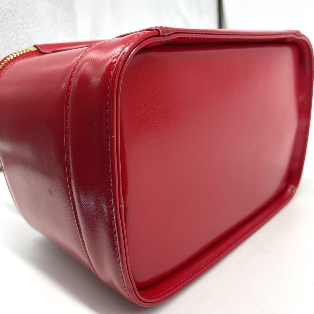 VERSACE Vanity Bag Accessory Pouch Sunburst Leather Red Authentic