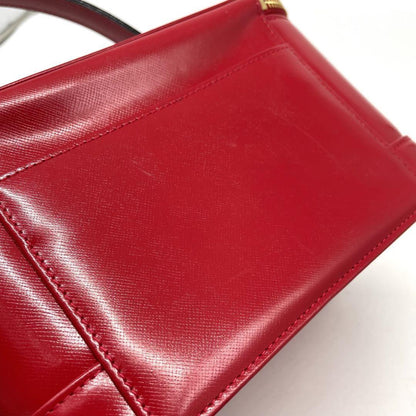 VERSACE Vanity Bag Accessory Pouch Sunburst Leather Red Authentic