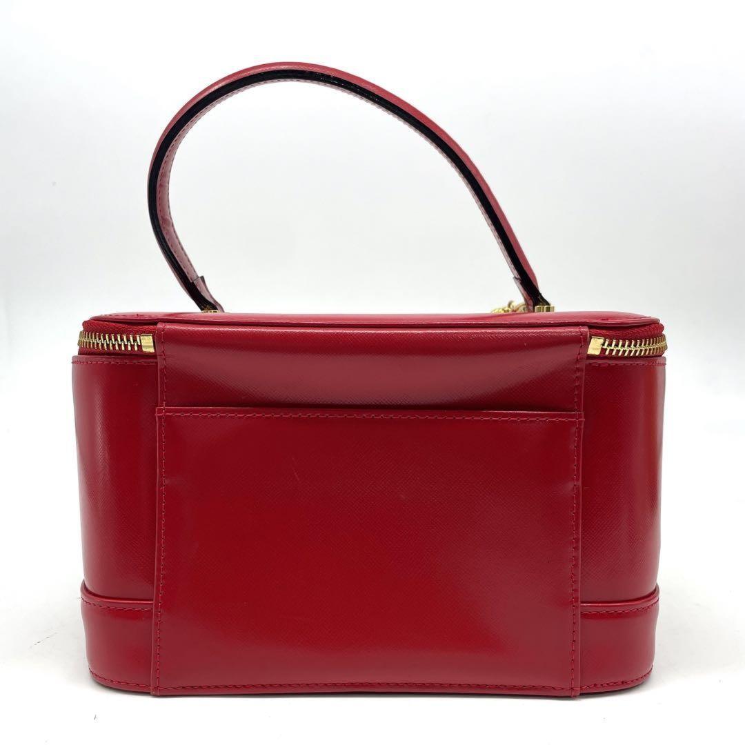 VERSACE Vanity Bag Accessory Pouch Sunburst Leather Red Authentic