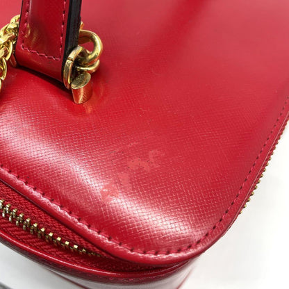 VERSACE Vanity Bag Accessory Pouch Sunburst Leather Red Authentic