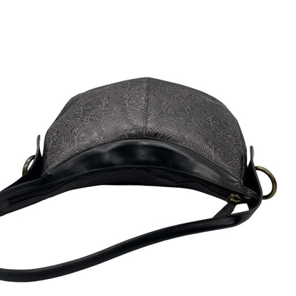 VERSACE Hand Shoulder Bag Tote Purse Medusa Leather Black Gray Authentic