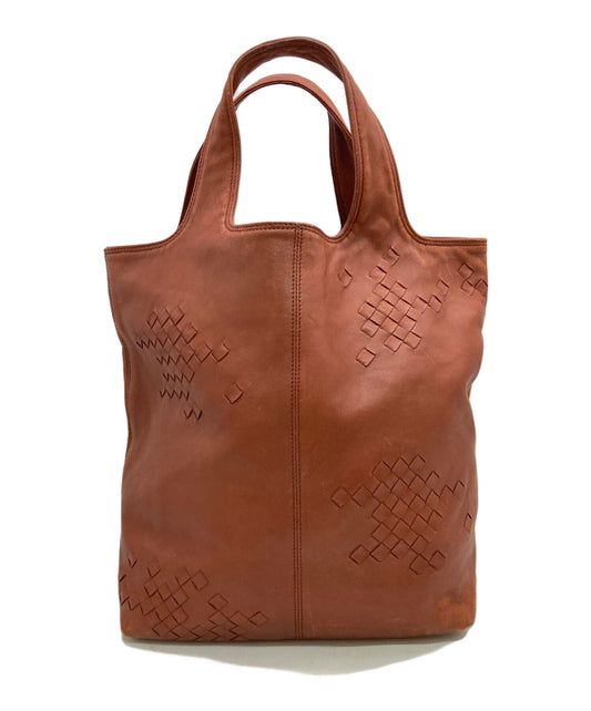 BOTTEGA VENETA Hand Bag Tote Purse Intrecciato Brown Authentic