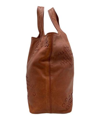 BOTTEGA VENETA Hand Bag Tote Purse Intrecciato Brown Authentic