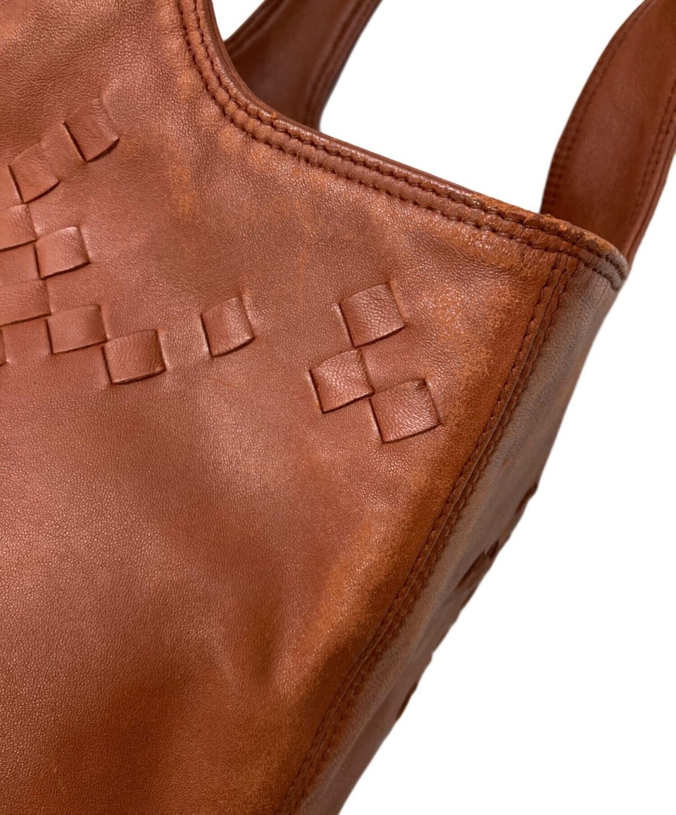 BOTTEGA VENETA Hand Bag Tote Purse Intrecciato Brown Authentic