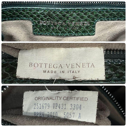 BOTTEGA VENETA Shoulder Bag Purse Intrecciato Leather metallic green Authentic