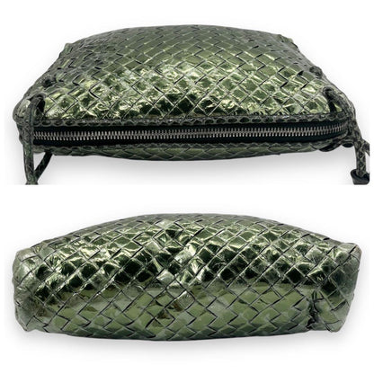 BOTTEGA VENETA Shoulder Bag Purse Intrecciato Leather metallic green Authentic