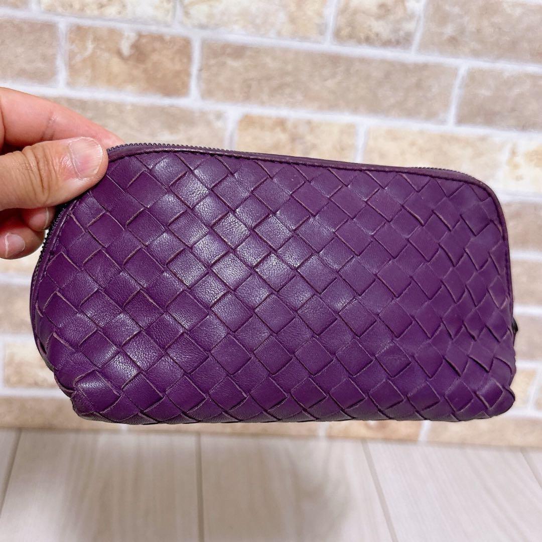 BOTTEGA VENETA Accessory Pouch Hand Pouch Intrecciato Leather Authentic