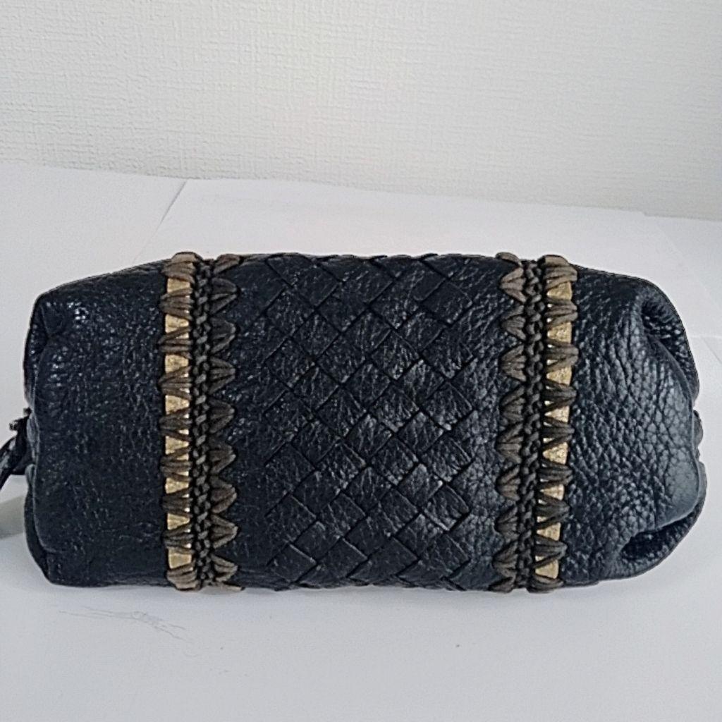 BOTTEGA VENETA Accessory Pouch Hand Pouch Intrecciato Leather Black Authentic