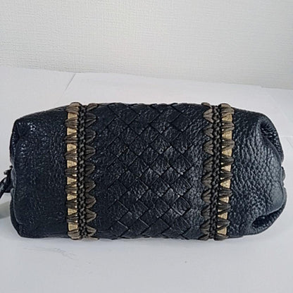 BOTTEGA VENETA Accessory Pouch Hand Pouch Intrecciato Leather Black Authentic