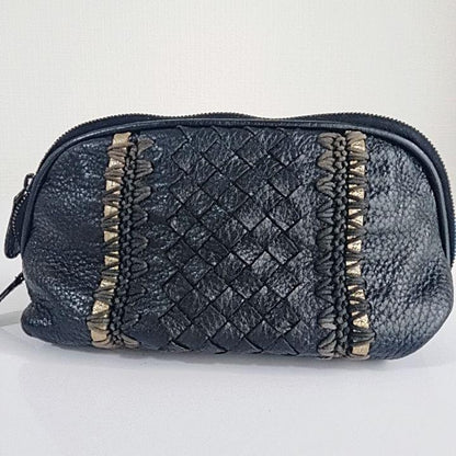 BOTTEGA VENETA Accessory Pouch Hand Pouch Intrecciato Leather Black Authentic