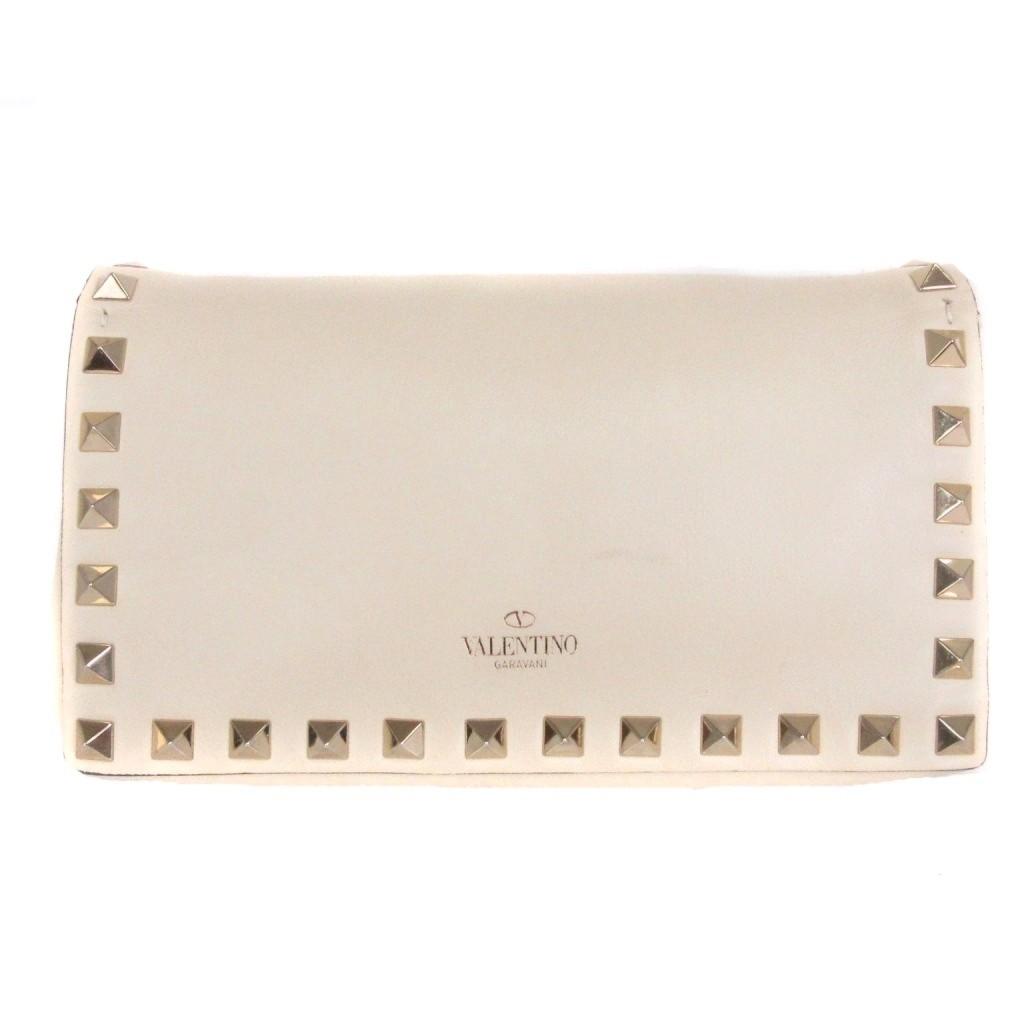 Valentino Garavani Shoulder Bag Purse Rockstuds Leather Off White Authentic