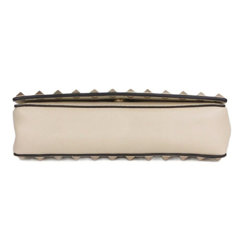 Valentino Garavani Shoulder Bag Purse Rockstuds Leather Off White Authentic