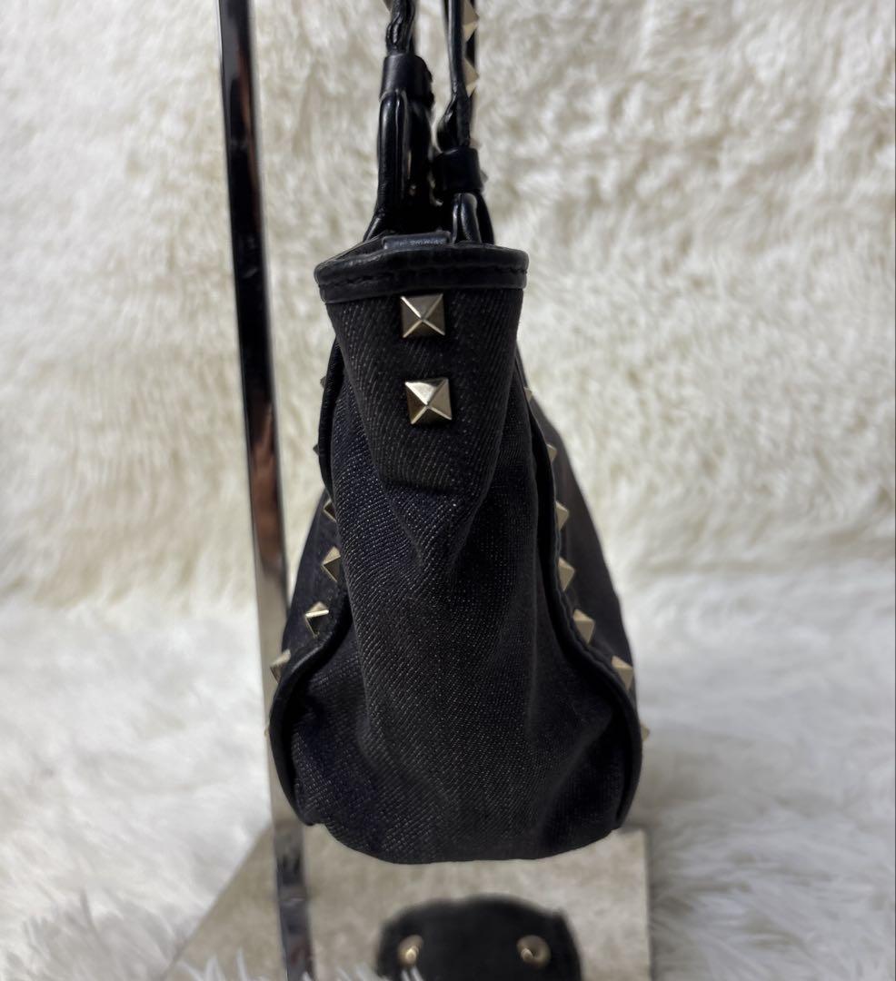 Valentino Garavani Hand Bag Tote Purse 2way studs Denim Authentic