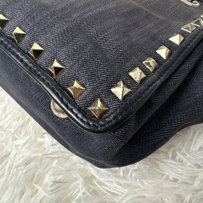 Valentino Garavani Hand Bag Tote Purse 2way studs Denim Authentic