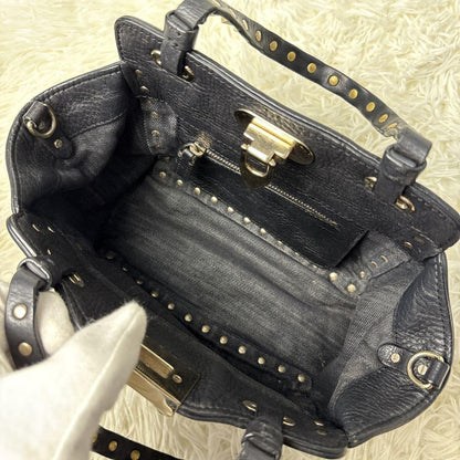 Valentino Garavani Hand Bag Tote Purse 2way studs Denim Authentic