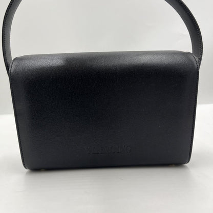 Valentino Hand Bag Tote Purse V Logo Leather Black Authentic