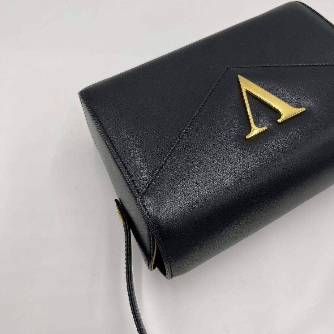 Valentino Hand Bag Tote Purse V Logo Leather Black Authentic