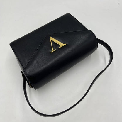 Valentino Hand Bag Tote Purse V Logo Leather Black Authentic