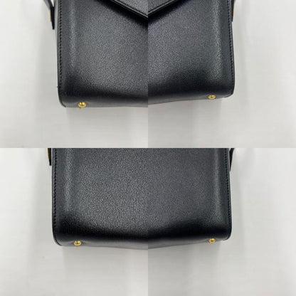 Valentino Hand Bag Tote Purse V Logo Leather Black Authentic