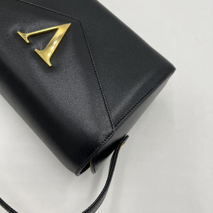 Valentino Hand Bag Tote Purse V Logo Leather Black Authentic
