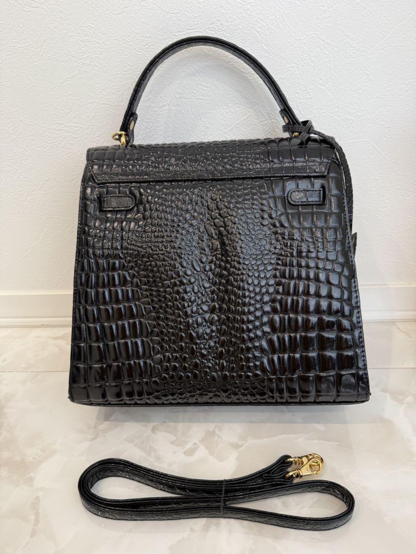 VALENTINO MARUDINI Hand Shoulder Bag Tote Purse 2way Leather Black Authentic