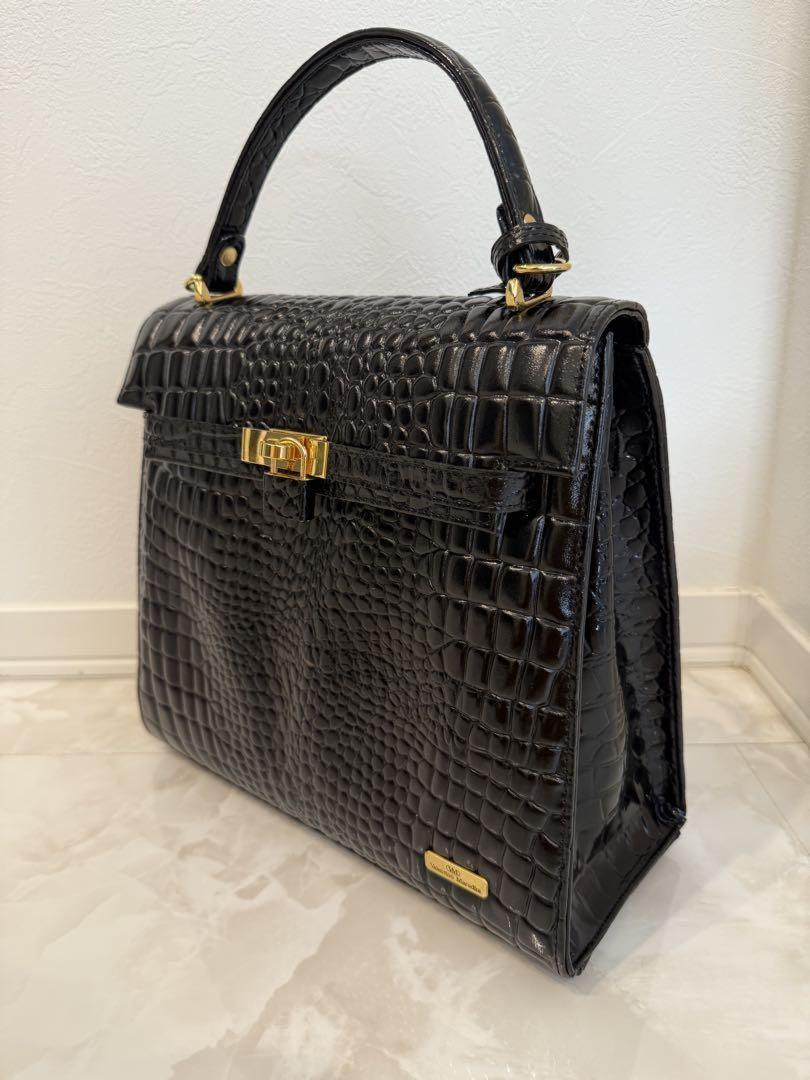 VALENTINO MARUDINI Hand Shoulder Bag Tote Purse 2way Leather Black Authentic
