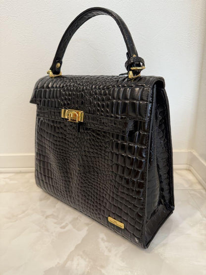 VALENTINO MARUDINI Hand Shoulder Bag Tote Purse 2way Leather Black Authentic