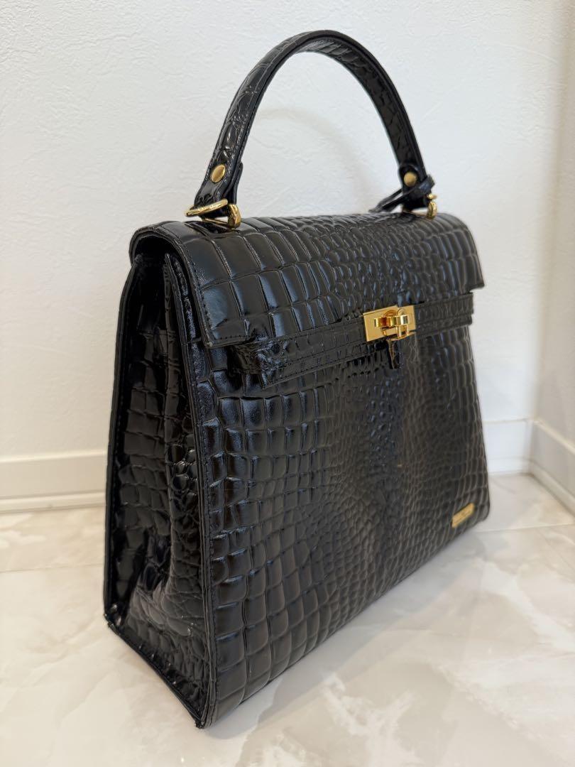 VALENTINO MARUDINI Hand Shoulder Bag Tote Purse 2way Leather Black Authentic
