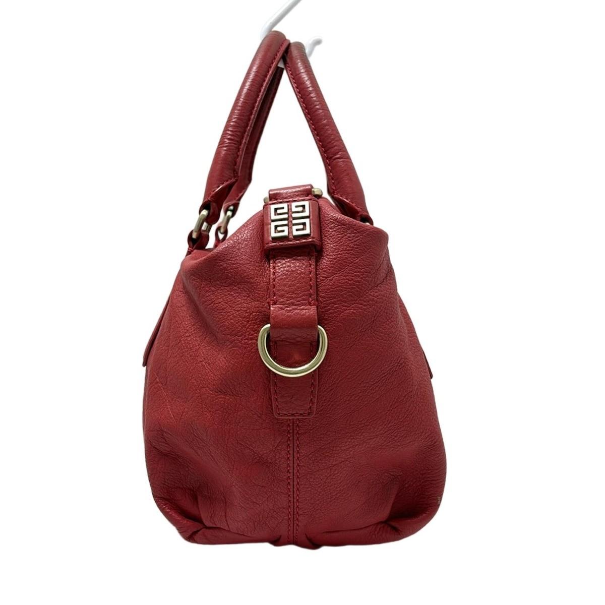 GIVENCHY Hand Bag Tote Purse 4G Leather Red Authentic