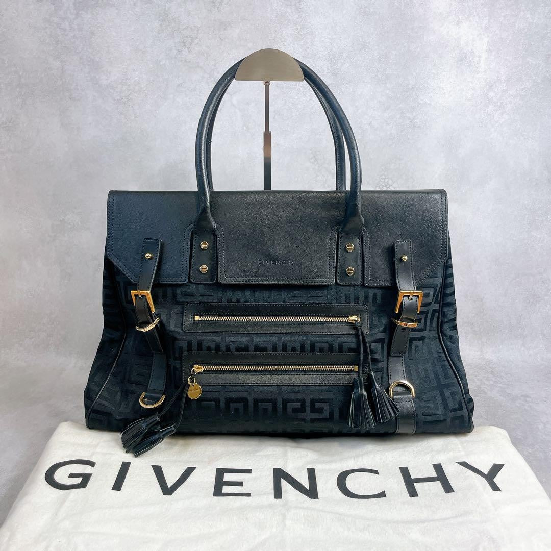 GIVENCHY Hand Bag Tote Purse Boston 4G Black Authentic