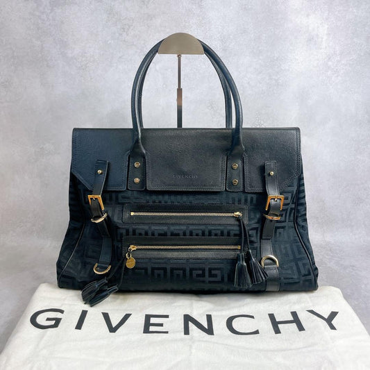 GIVENCHY Hand Bag Tote Purse Boston 4G Black Authentic