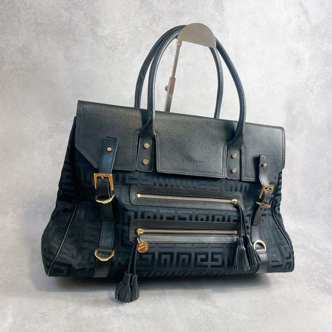 GIVENCHY Hand Bag Tote Purse Boston 4G Black Authentic